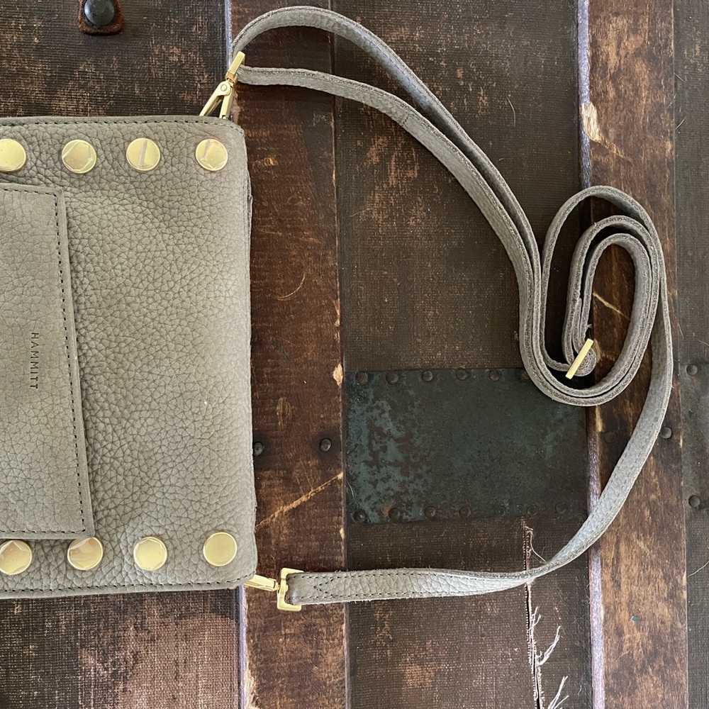Hammitt Gray Crossbody Bag with Gold Accents